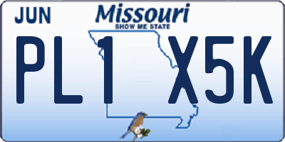 MO license plate PL1X5K