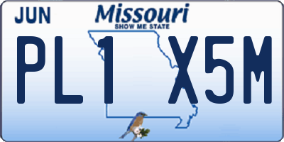 MO license plate PL1X5M