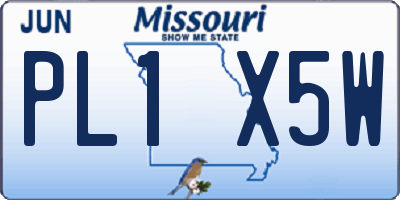 MO license plate PL1X5W
