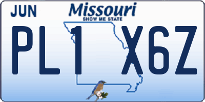 MO license plate PL1X6Z