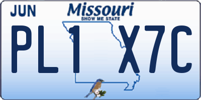 MO license plate PL1X7C