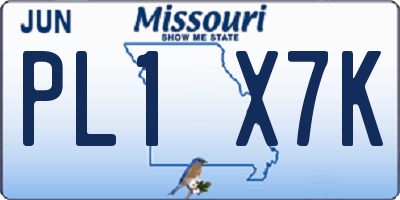 MO license plate PL1X7K