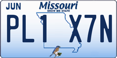 MO license plate PL1X7N