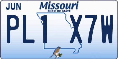 MO license plate PL1X7W