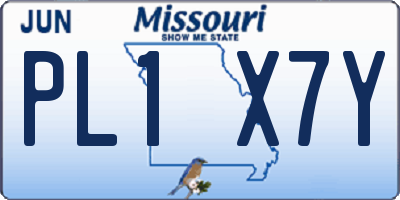 MO license plate PL1X7Y