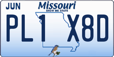 MO license plate PL1X8D