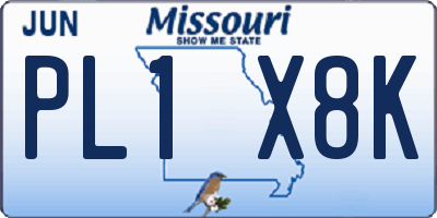 MO license plate PL1X8K