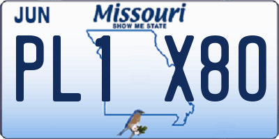 MO license plate PL1X8O