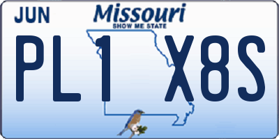 MO license plate PL1X8S