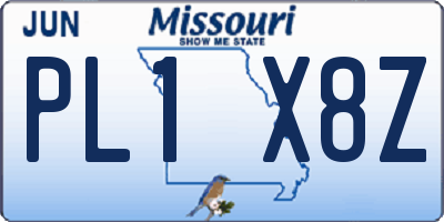 MO license plate PL1X8Z