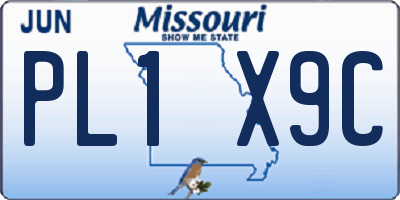 MO license plate PL1X9C