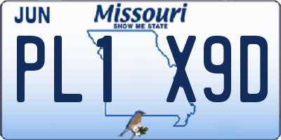 MO license plate PL1X9D