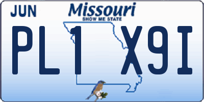 MO license plate PL1X9I
