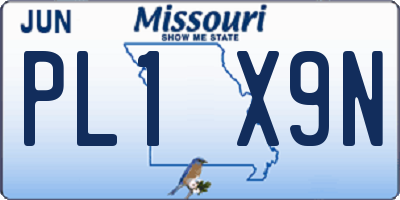MO license plate PL1X9N