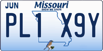 MO license plate PL1X9Y