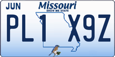 MO license plate PL1X9Z