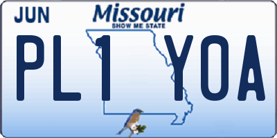 MO license plate PL1Y0A
