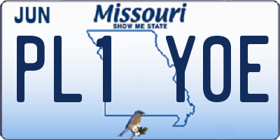 MO license plate PL1Y0E