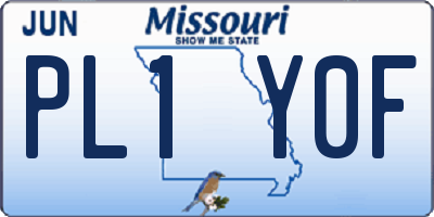 MO license plate PL1Y0F