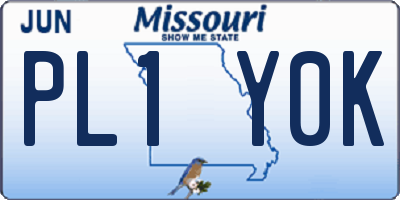 MO license plate PL1Y0K