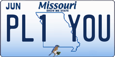 MO license plate PL1Y0U