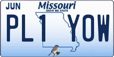 MO license plate PL1Y0W