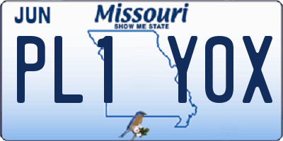 MO license plate PL1Y0X