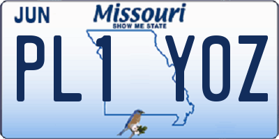 MO license plate PL1Y0Z