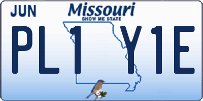 MO license plate PL1Y1E