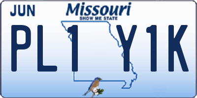 MO license plate PL1Y1K