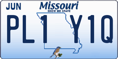 MO license plate PL1Y1Q