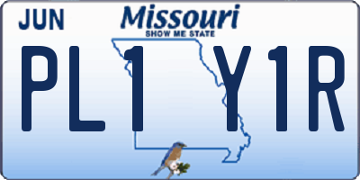 MO license plate PL1Y1R