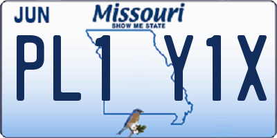 MO license plate PL1Y1X