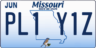 MO license plate PL1Y1Z