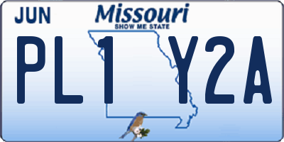 MO license plate PL1Y2A