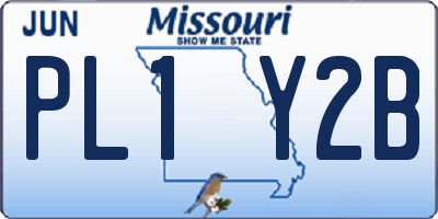 MO license plate PL1Y2B