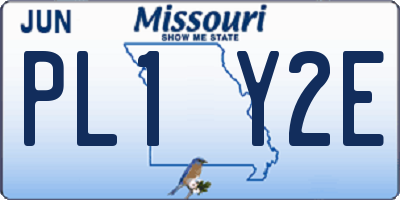 MO license plate PL1Y2E