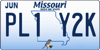 MO license plate PL1Y2K