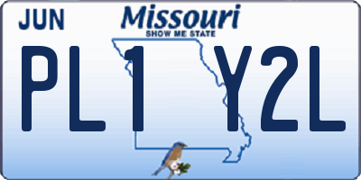MO license plate PL1Y2L