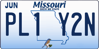 MO license plate PL1Y2N