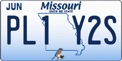 MO license plate PL1Y2S