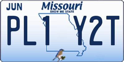 MO license plate PL1Y2T
