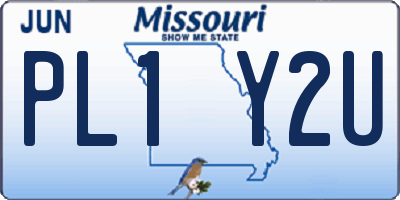 MO license plate PL1Y2U