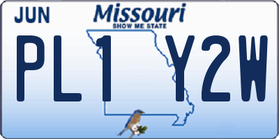 MO license plate PL1Y2W