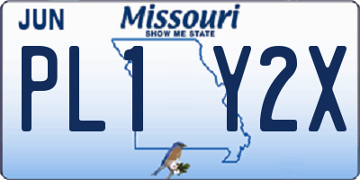 MO license plate PL1Y2X