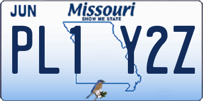 MO license plate PL1Y2Z