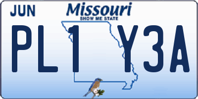 MO license plate PL1Y3A