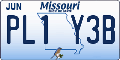 MO license plate PL1Y3B