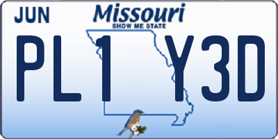 MO license plate PL1Y3D