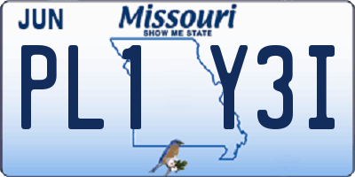 MO license plate PL1Y3I